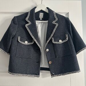 Tristan Black Kids Blazer with White Accents
